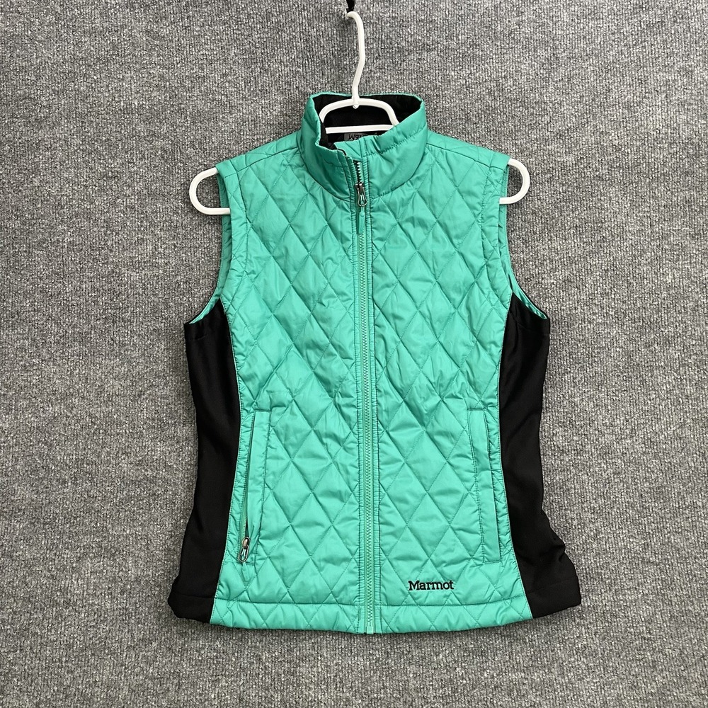 Marmot Quilted Puffer Vest Womens Sz S Lightweight Full Zip Teal Outdoor